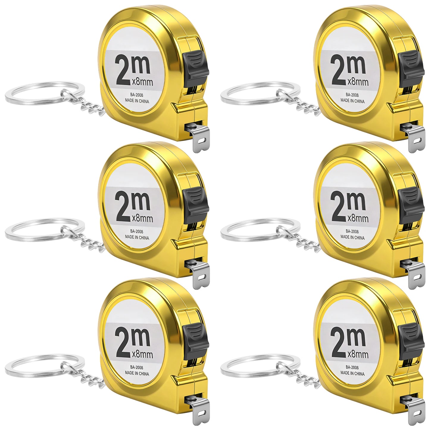 6PCS Mini Tape Measure 2M Retractable Small Steel Measuring Tape with Keychain Portable for Home Office School and DIY Project