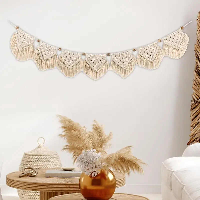 Hemasa Macrame Wall Hanging Tapestry Hand Woven Macrame Tapestry Boho Decor Modern Boho Tapestry Wall Decor Macrame Banner Garland
