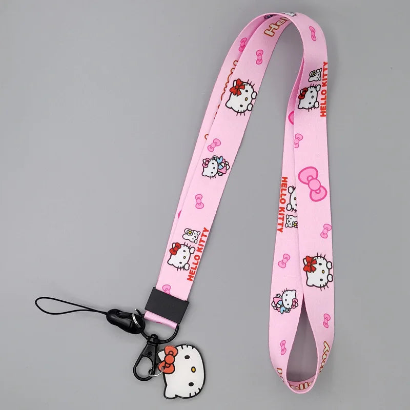 Anime Hellokitty Phone Lanyard Cartoon Flat Woven Strap Kawaii Kuromi My Melody Cospaly Kids Toys Birthday Gifts
