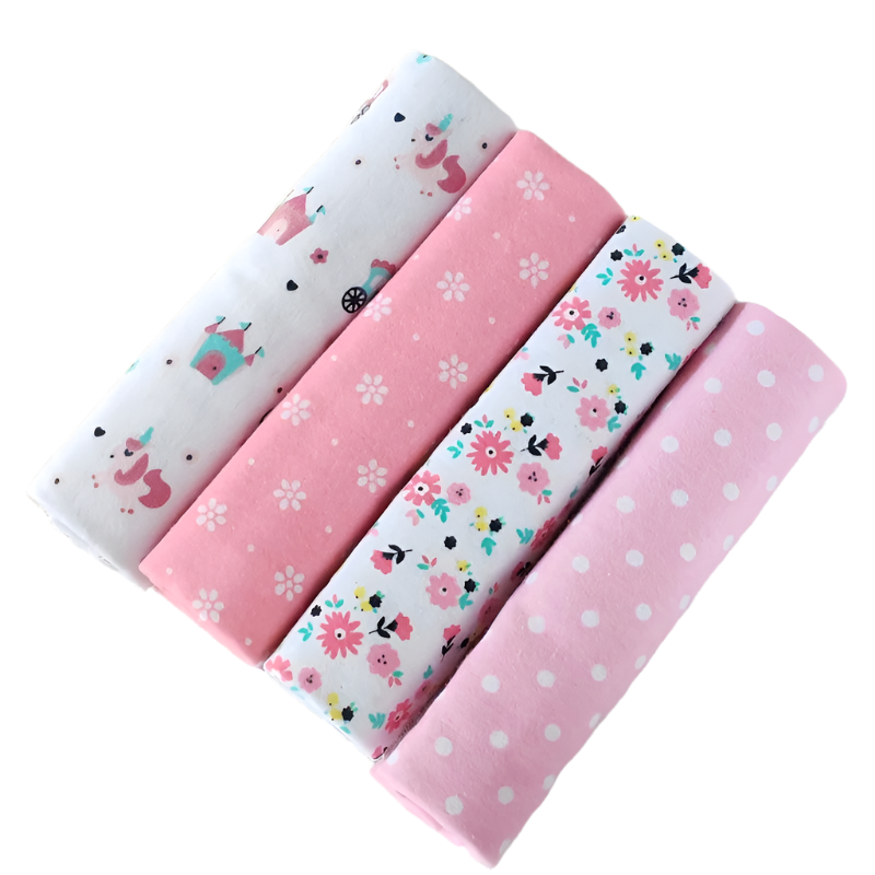 Hemasa 4pcs/pack 100% Cotton Flannel Diapers Supersoft Receiving Baby Blanket Newborn Wrap 76x76cm Baby Bedsheet Print Blanket Swaddle