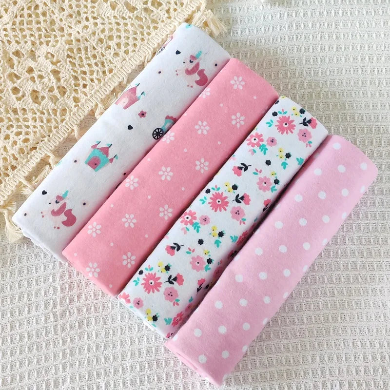Hemasa 4pcs/pack 100% Cotton Flannel Diapers Supersoft Receiving Baby Blanket Newborn Wrap 76x76cm Baby Bedsheet Print Blanket Swaddle