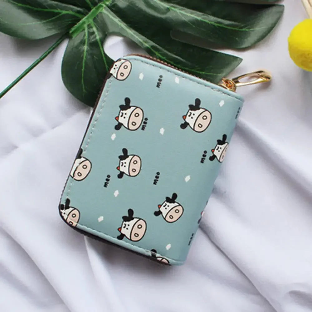 Women New Fashion Wallet Pu Leather Cartoon Cow Cattle Short Ladies Multi-card Slot Coin Purses Student Cute Triple Fold Wallet