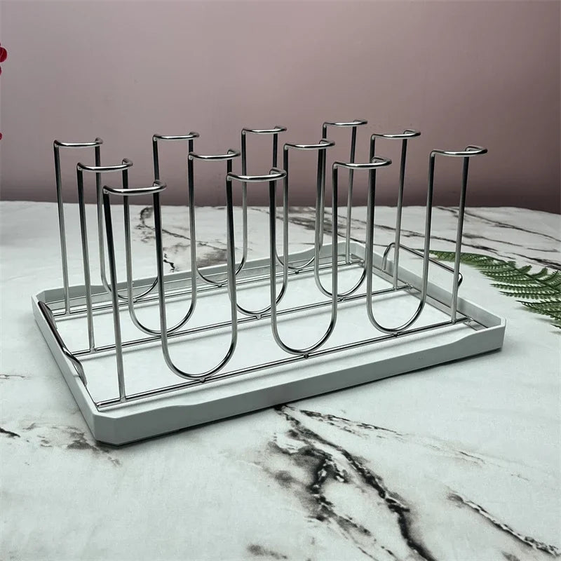 Stainless Steel Cup Tray, Inverted Hanging Rack, 8 Cup and 12 Cup Drain Rack, Home and Office Use, Durable Organizer