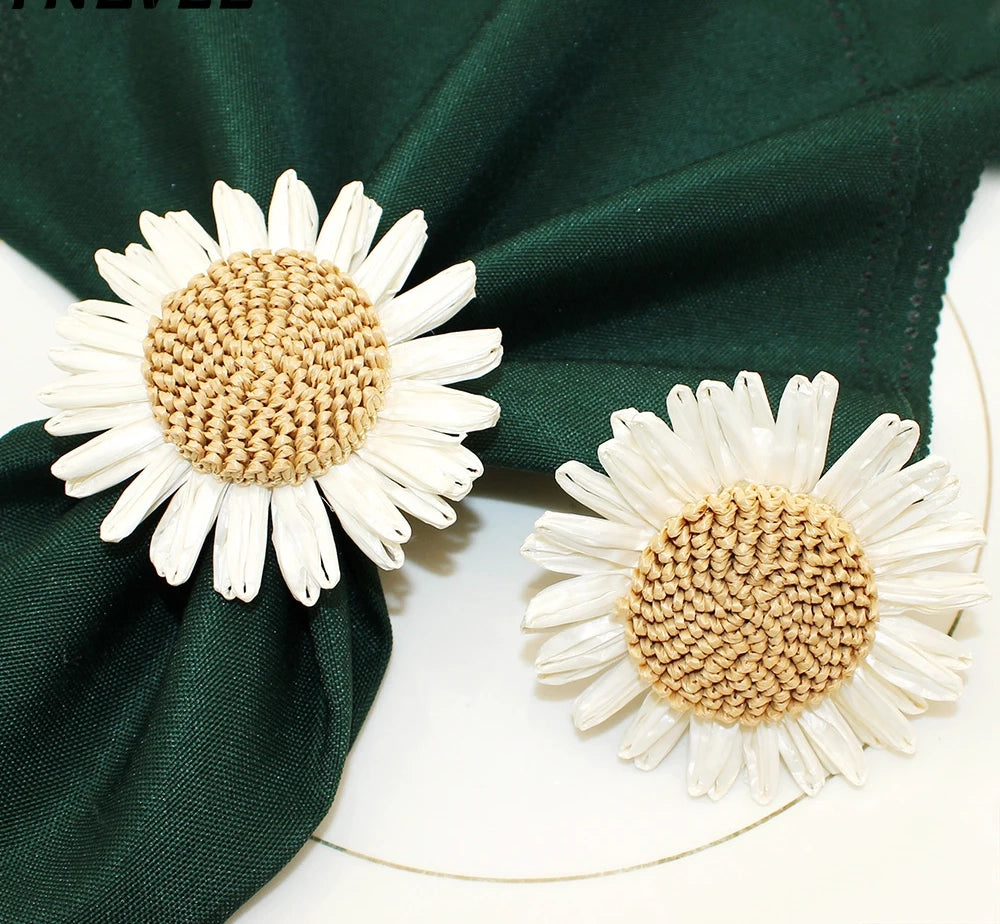Hemasa 6Pcs  Rose Flower Napkin Rings/ Sunflower Napkin Holder Rings for Wedding Banquet /Christmas /Birthday