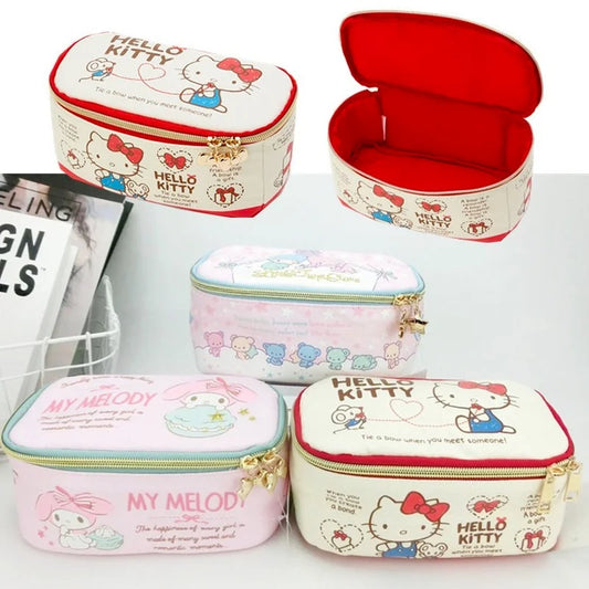Hot Sale Hello Kitty Cartoon Cosmetic Bag Kawaii Melody Travel Canvas Storage Wash Bag Makeup Case Cosmetic Box Organizer Sanrio