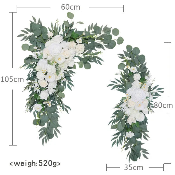YeeNanee Deluxe Wedding Arch Flowers White Red Artificial Floral Swags for Country Wedding Ceremony Arbor Backdrop Decoration