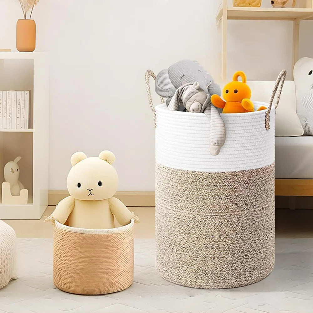 Extra Large Laundry Storage Bag, Woven Dirty Clothes Basket With Cotton Rope Handle, Dirty Clothes Hamper, Toy Storage Basket