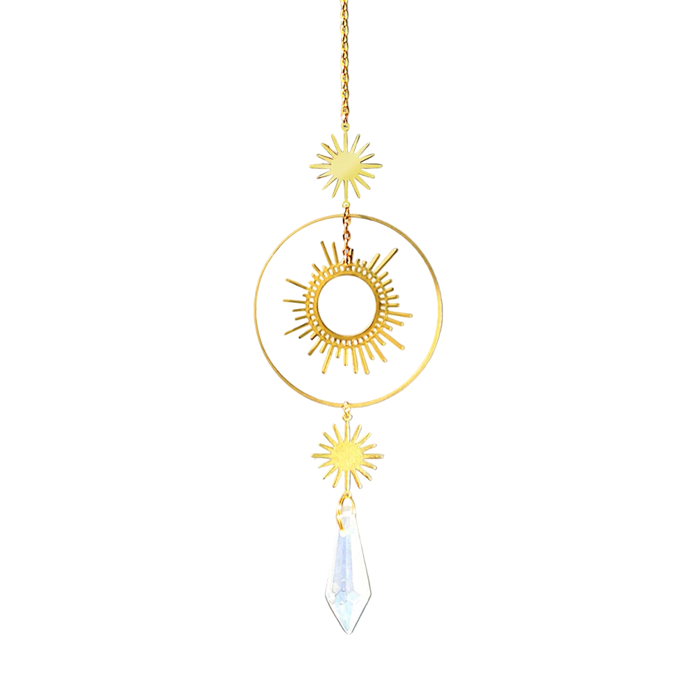 Hemasa Crystal Suncatcher Rainbow Prism Moon Sun Catcher Garden Decoration/ Outdoor Suncatchers Window Hanging Moon Crystal Decoration