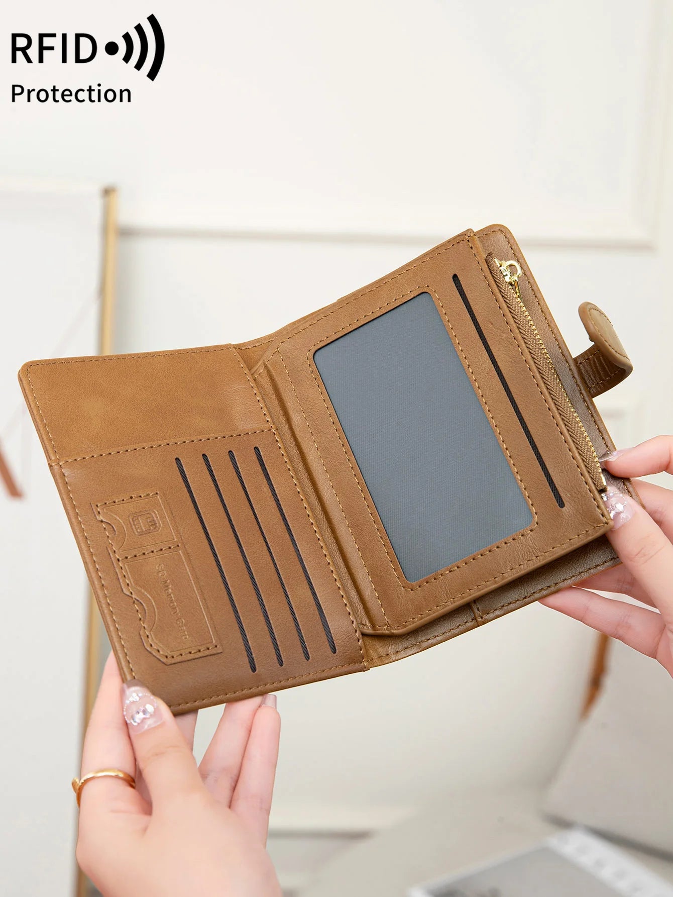 Hemasa Multi functional RFID anti-theft brush passport bag fashionable multi card slot passport clip PU leather large capacity wallet