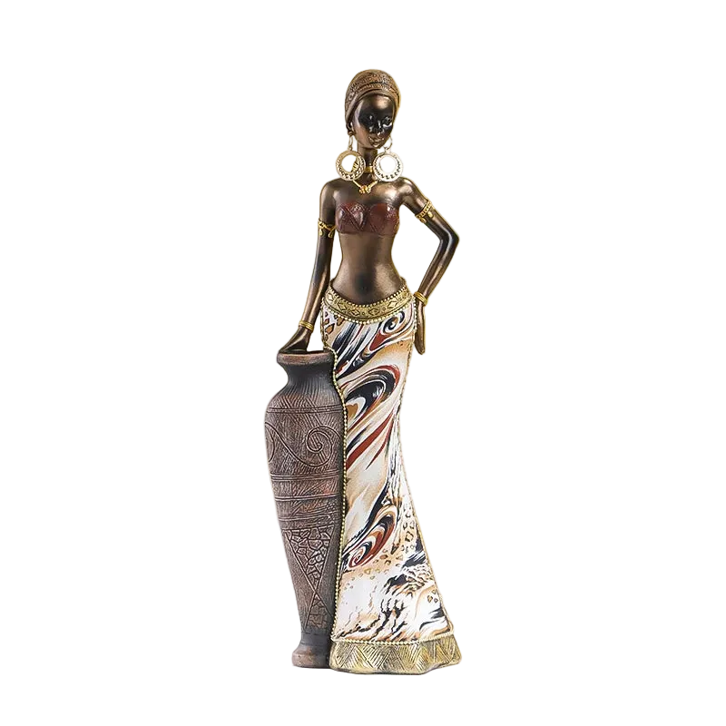 Hemasa African Style Resin Craft Figurines/ Black Woman Art Sculpture for Bedroom/Living Room/Bar Cabinet/ Entryway Decor