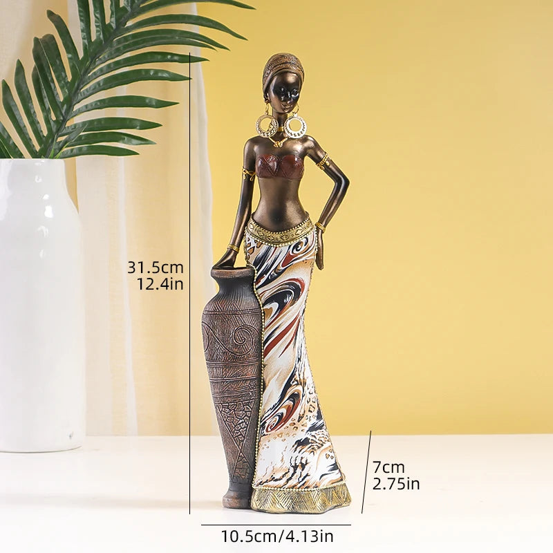 Hemasa African Style Resin Craft Figurines/ Black Woman Art Sculpture for Bedroom/Living Room/Bar Cabinet/ Entryway Decor