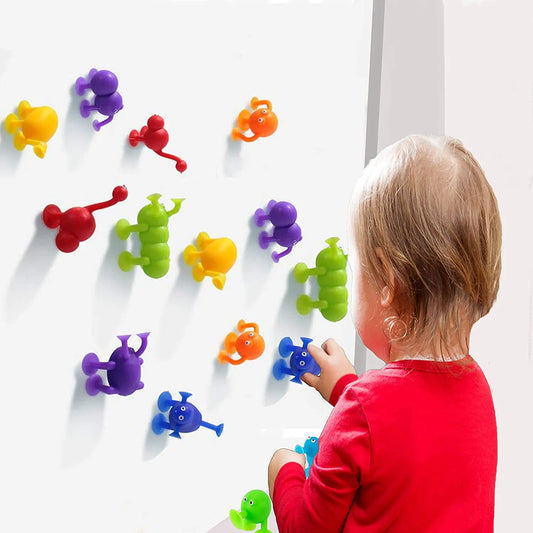 Hemasa Soft Silicone Building Blocks Toy Animal Shape Suction Toy for Kids/ Stress Release Parent-Child Interactive Game Sucker Bath Toy