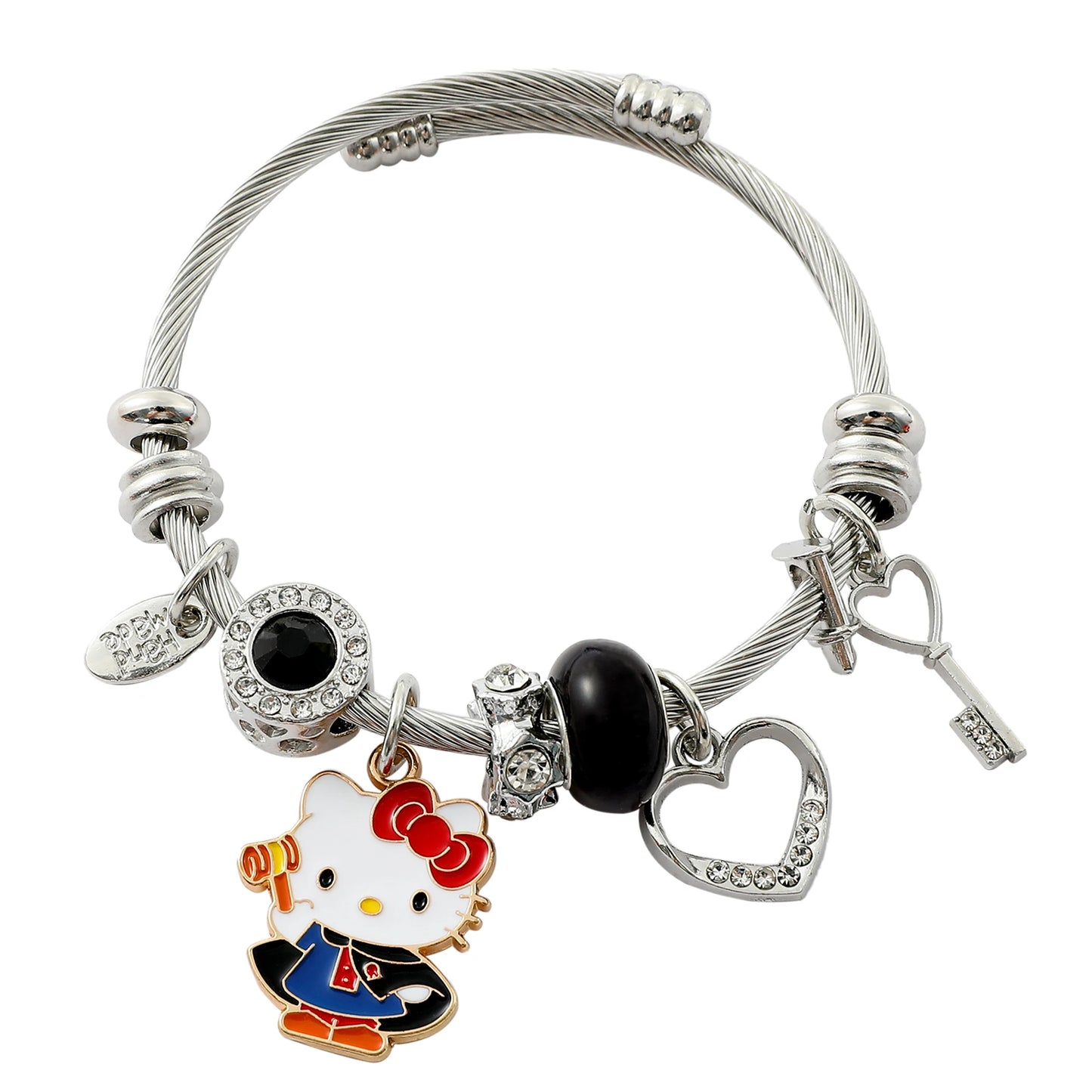 Sanrio Cartoon Charms Bracelets Kawaii Hello Kitty Beads Pendant Hand Chains Cute Bangle Jewelry Accessories Gifts for Girls