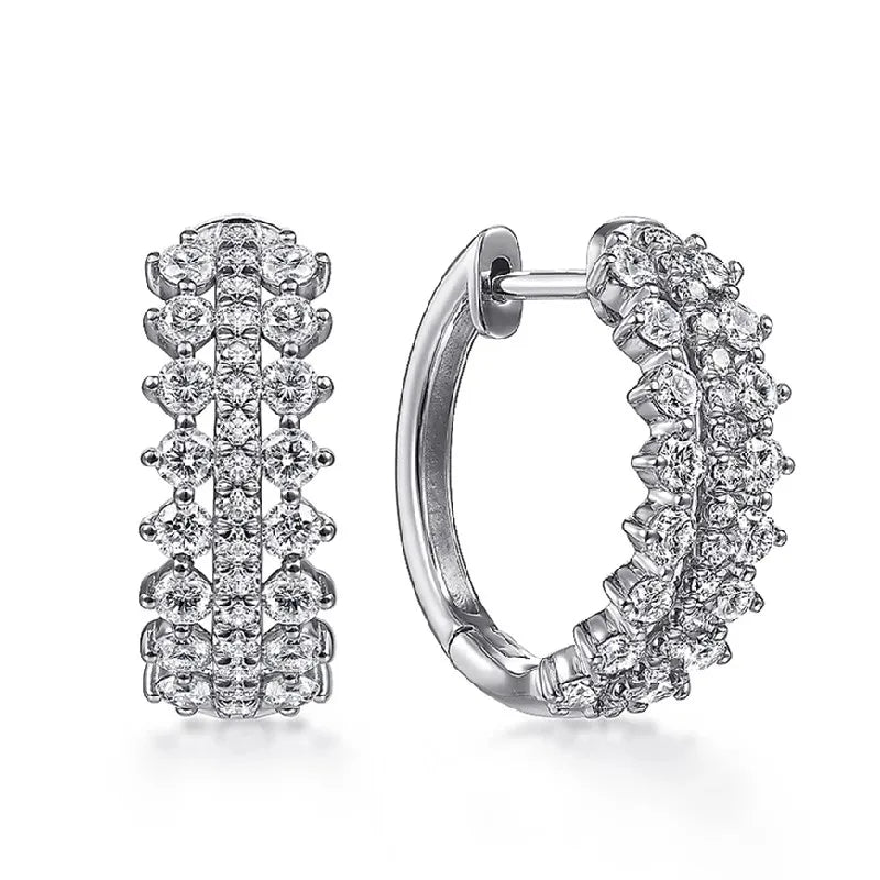 Huitan 2023 Trend Women Hoop Earrings with Crystal Cubic Zirconia Fashion Lady's Ear Accessories Wedding Party Statement Jewelry