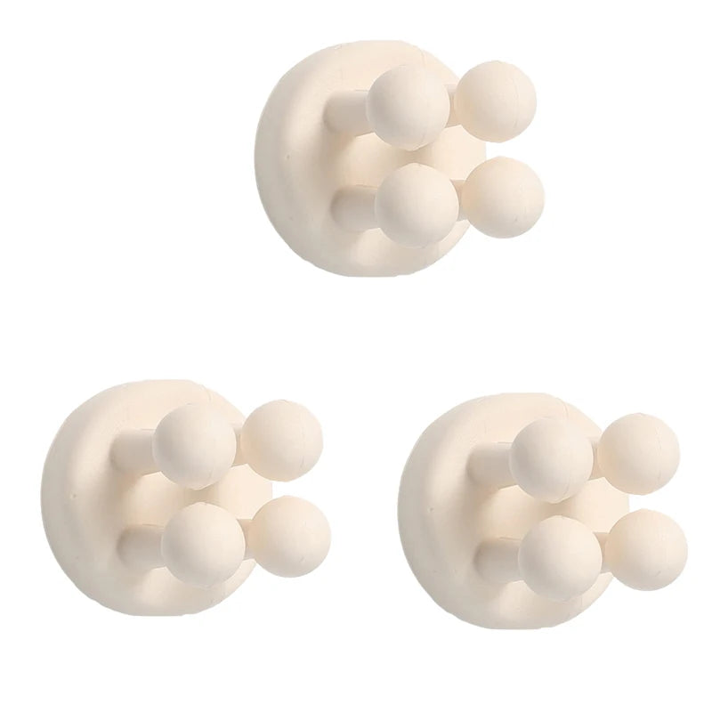 3pcs Adhesive Silicone Toothbrush Holders Wall Mounted Hanging Towels Keys Cables and Cords Kitchen and Bathroom Organization