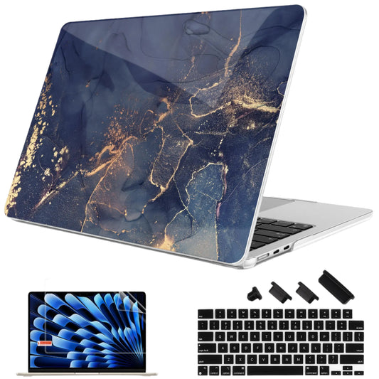 Hemasa Grey Colour Marble Plastic Laptop Case for MacBook M4 Air 13 inch A2337 A2179 A1932 Hard Shell Cover for Mac Pro 13 15 16 2022 A2338 A2251