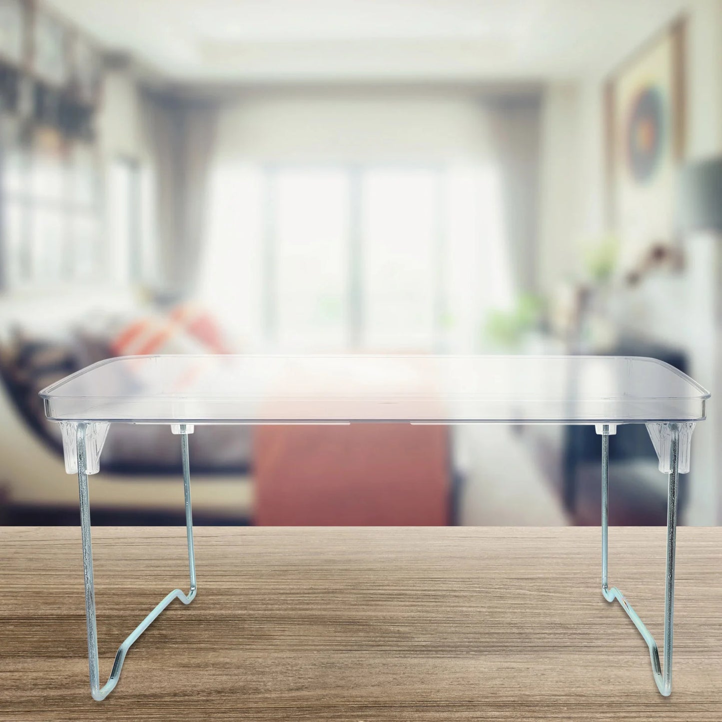 Hemasa Portable Breakfast Tray Table for Bed with Folding Legs and Clear Acrylic Surface