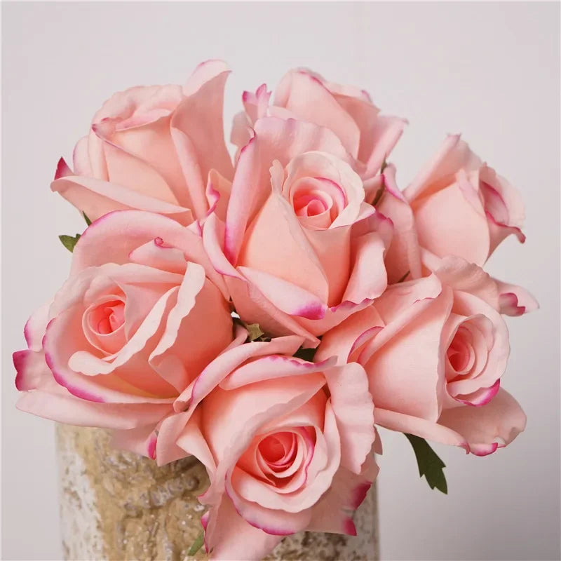 15Pcs/lot Moisturizing Real Touch Artificial Rose Flowers Bridal Bouquet Wedding Decor Flowers Rose Party Floral Home Decoration