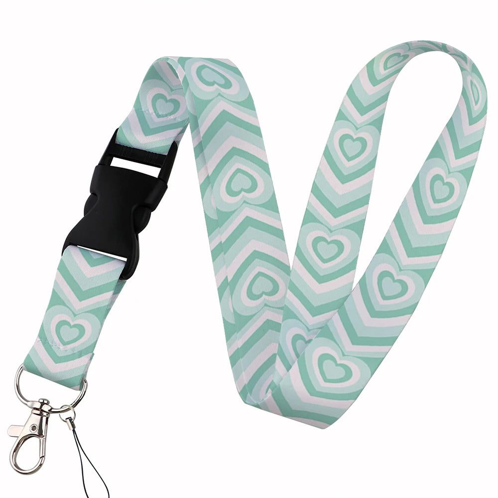 Tejesa Beautiful heart-shaped Lanyard Keys Chain Badge Holder ID Credit Card Pass Hang Rope Lariat Mobile Phone Charm Accessories Gifts
