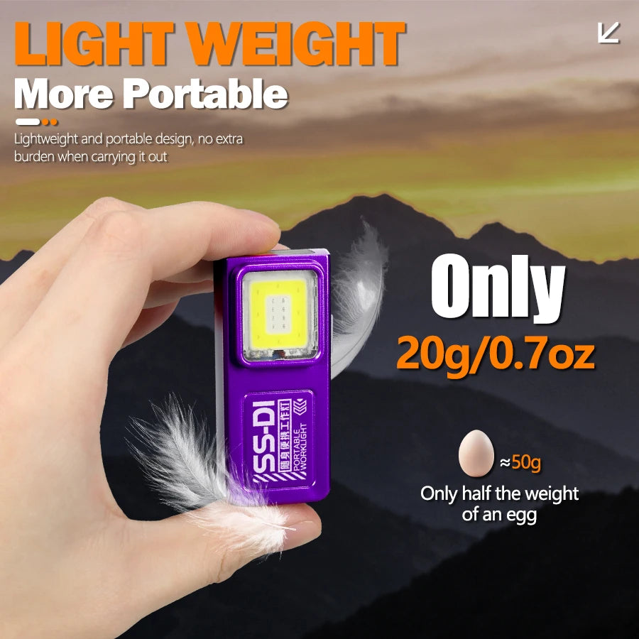 Hemasa LED COB Mini Flashlight USB Rechargeable Mini Torch Portable Working Light With Magnet Outdoor Emergency Hiking Fishing Lantern