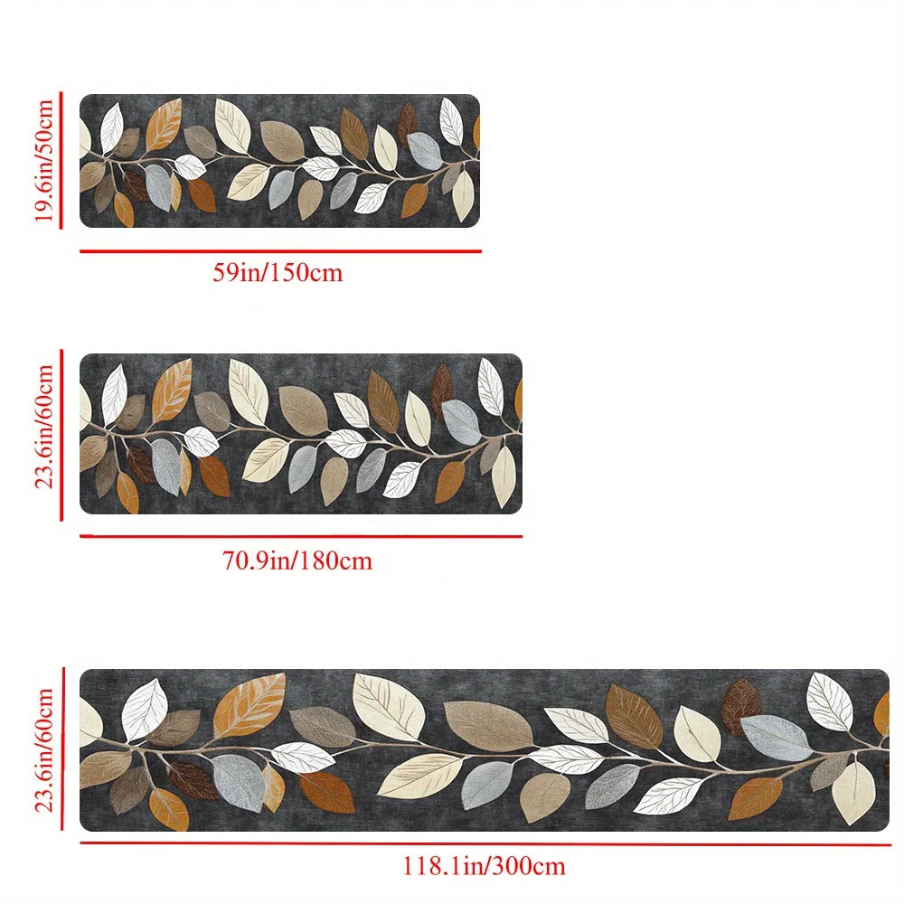 Tejesa  Leaf Pattern Grey Kitchen Rug Doormat /Welcome Mat /Runner Rug /Winter Rug For Bedroom Warm Carpet For Live Room