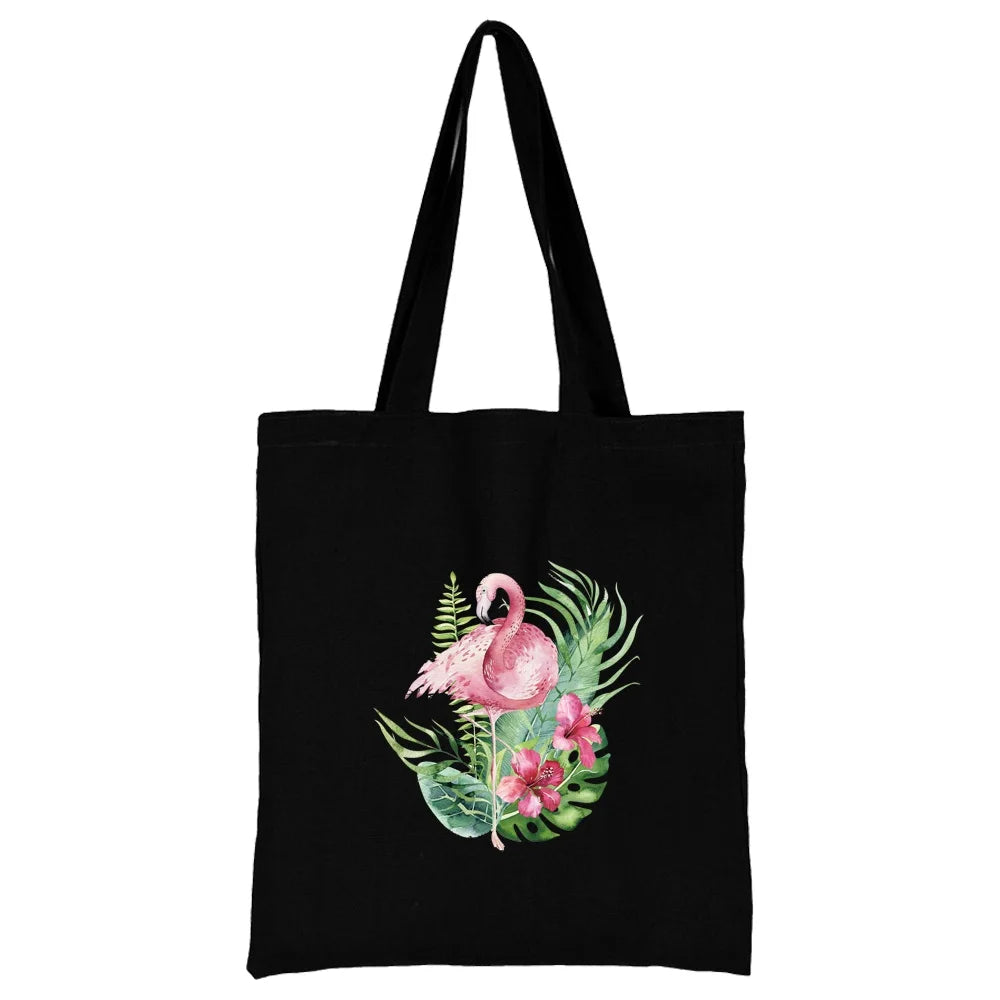 Tejesa Canvas Shopping Bag for Women /Shoulder Bags / Grocery Handbags /flamingo Print  Jute Bag
