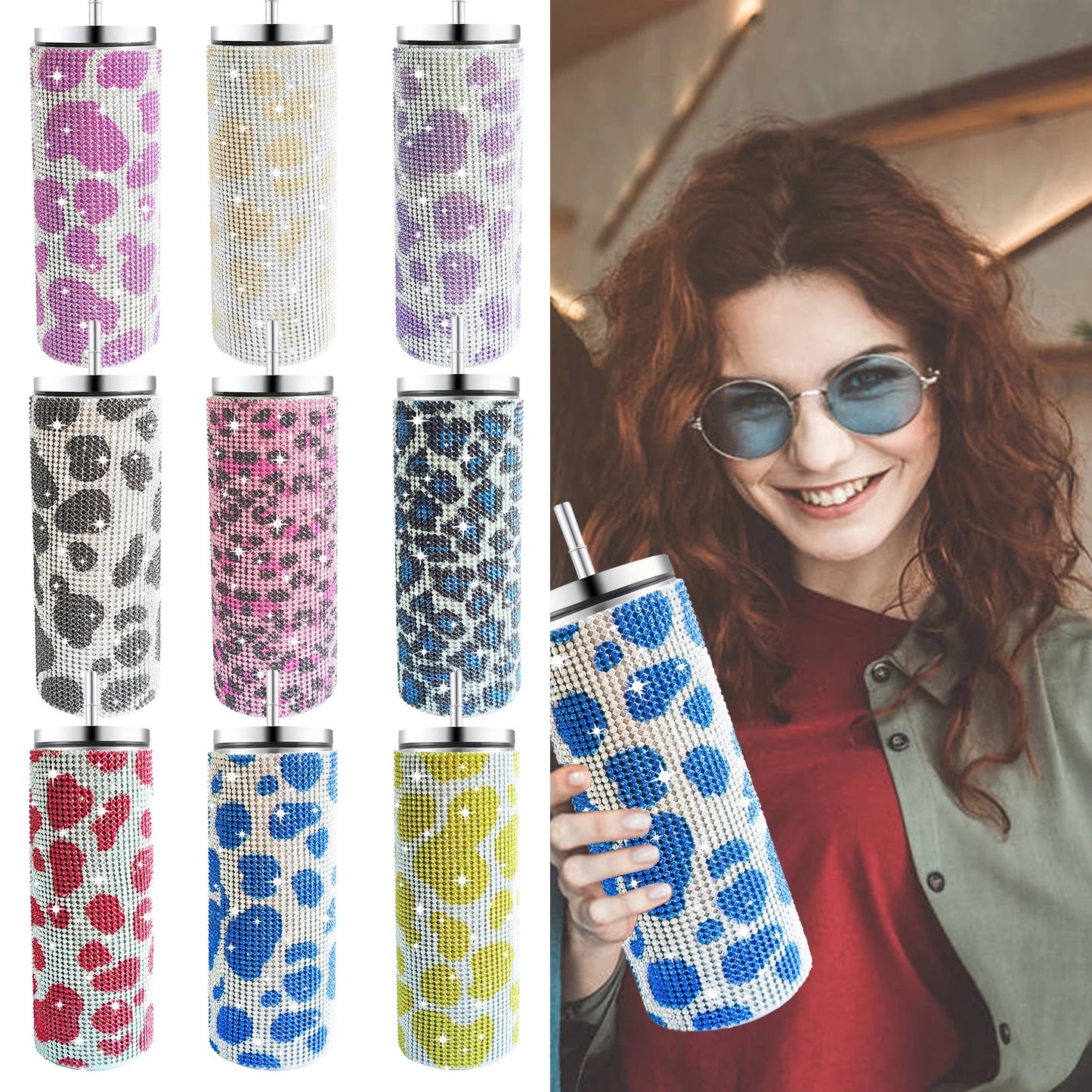Hemasa 500ml Shiny Stainless Steel Bottles Vacuum Flasks Bling Drink Water Bottle Insulated Cup Travel For Gift