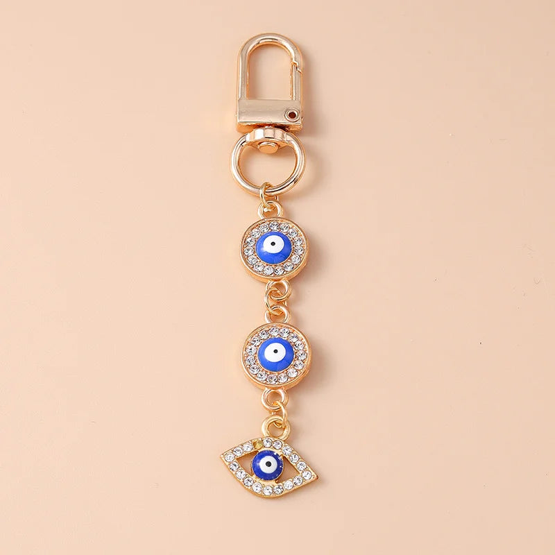 Aihua Colorful Round Evil Eyes Beaded Keychain For Couple Lover Boho Turkish Lucky Blue Eye Key Ring Bag Phone Lanyard