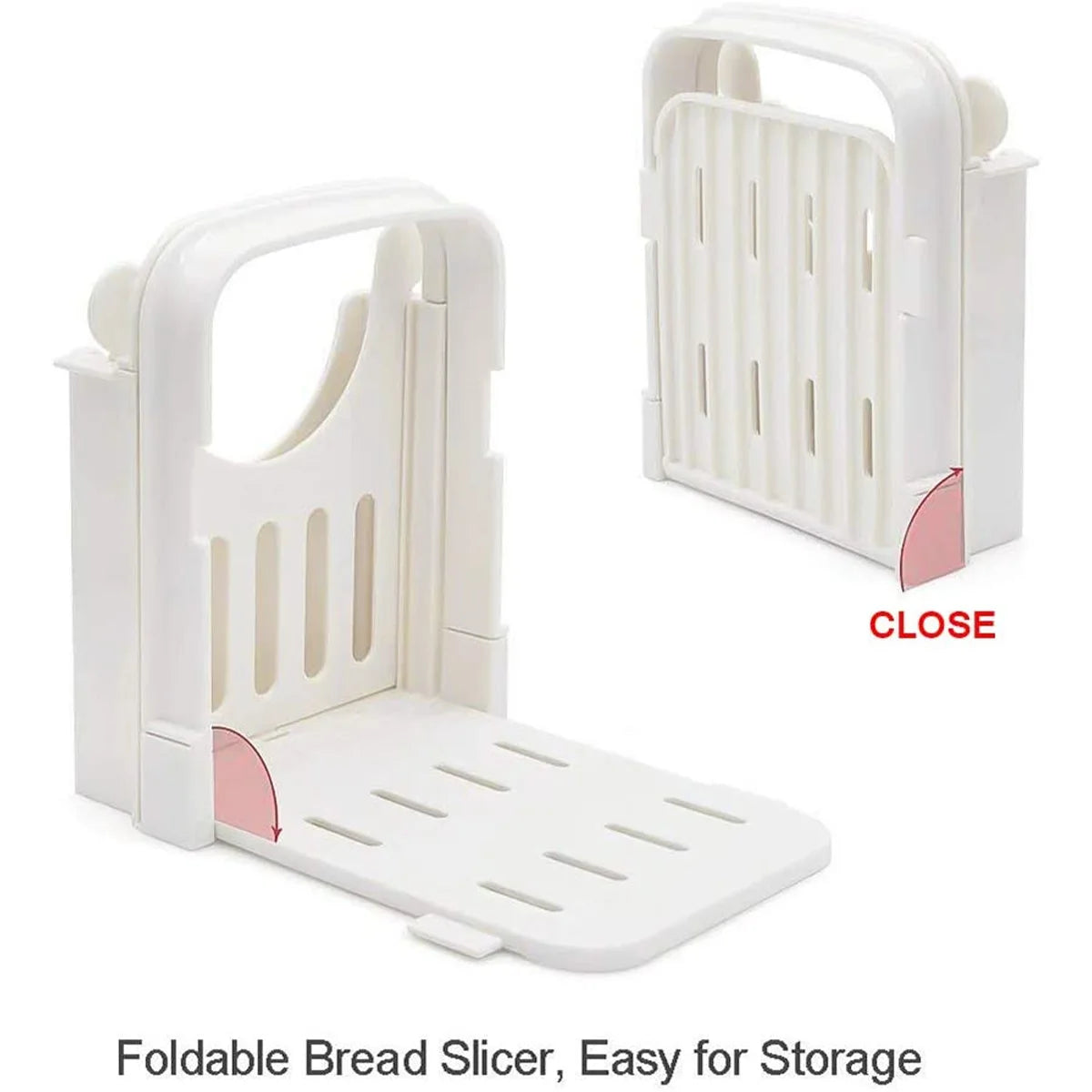 Tejesa Bread Slicer Foldable Toast Bread Slicer with Crumb Tray Fruit Cutting Board Adjustable for Bread Loaf Cakes Reuse Slicing Guide