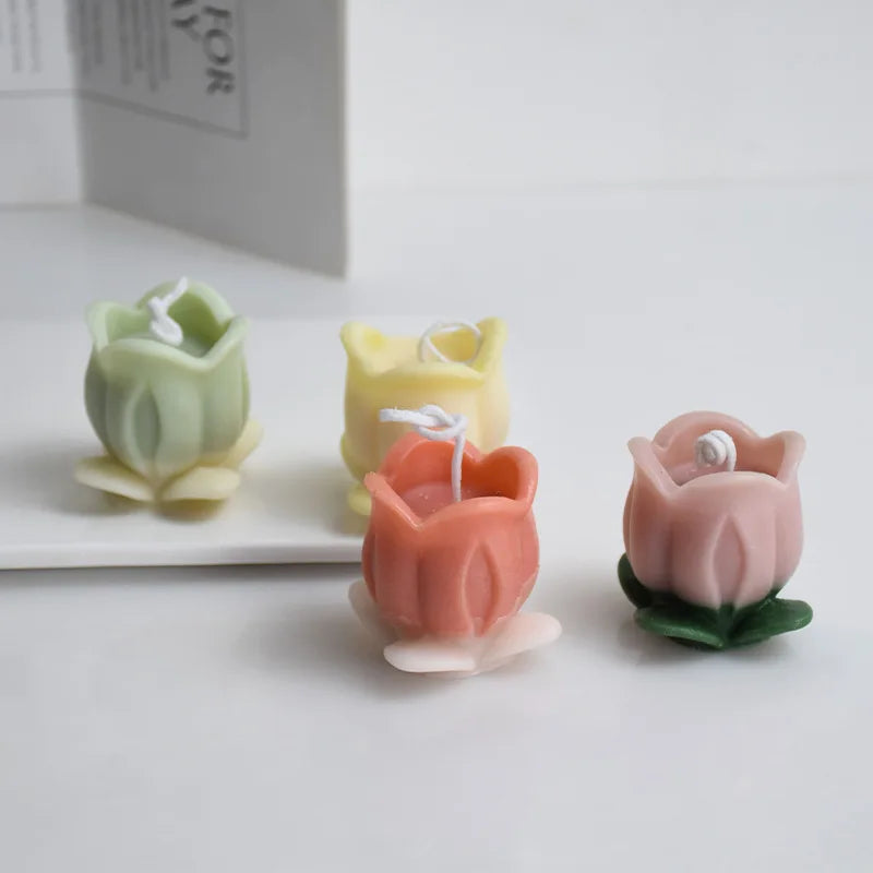 Tulip with Leaves Silicone Candle Mould