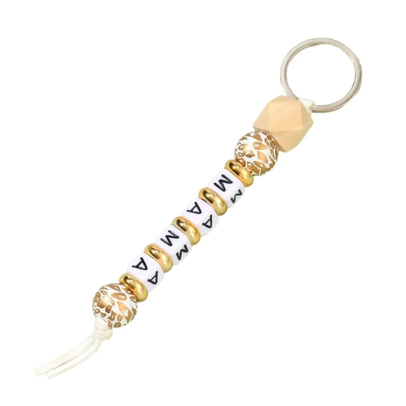 Handy Keychain with Silicone Bead Pendant Portable Keyrings Hangings Decoration Unique Keychain Accessory for Bag Purse