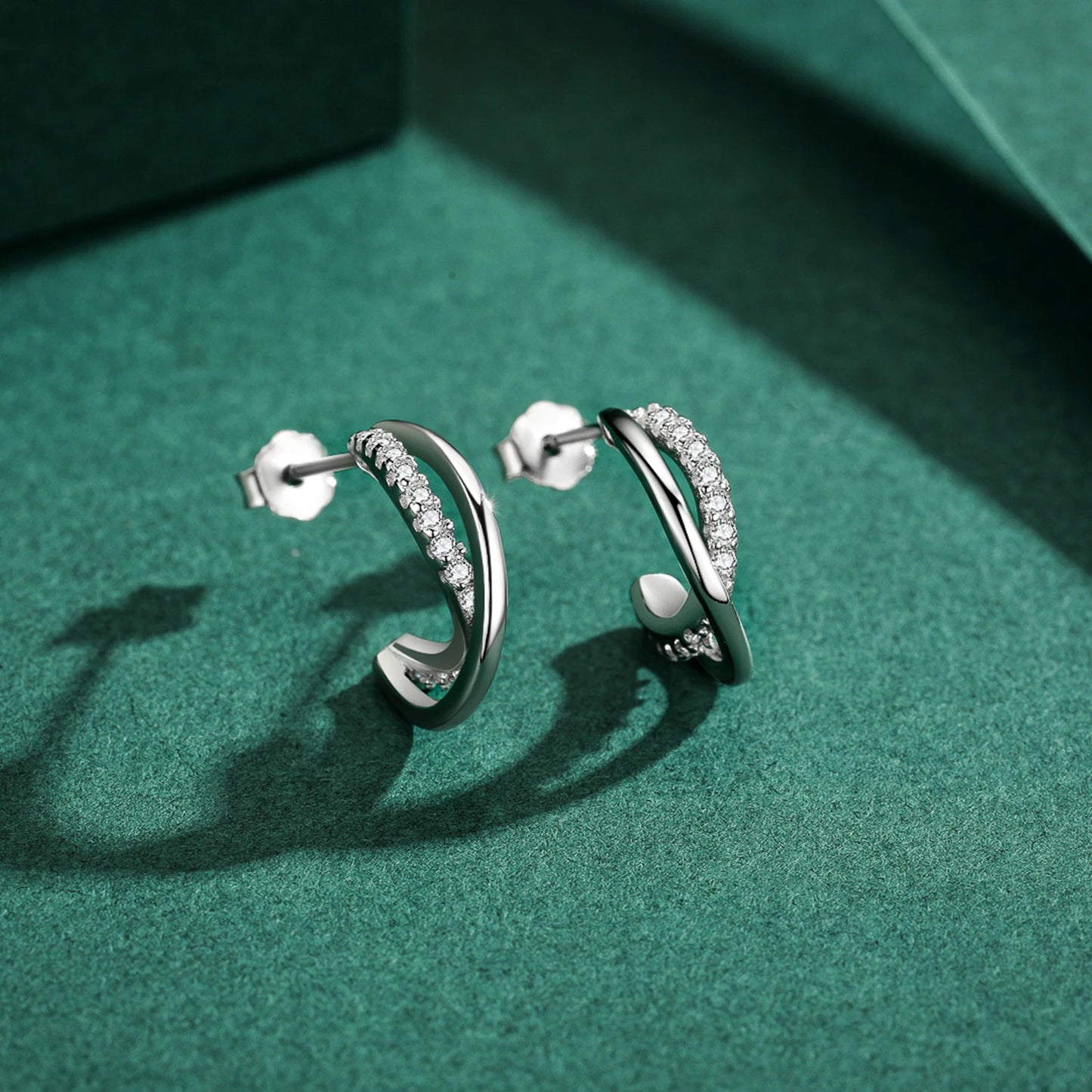 Modian Silver Line Clear CZ Stud Earrings 100% 925 Sterling Silver Geometry Exquisite Earring For Women Wedding Fine Jewelry