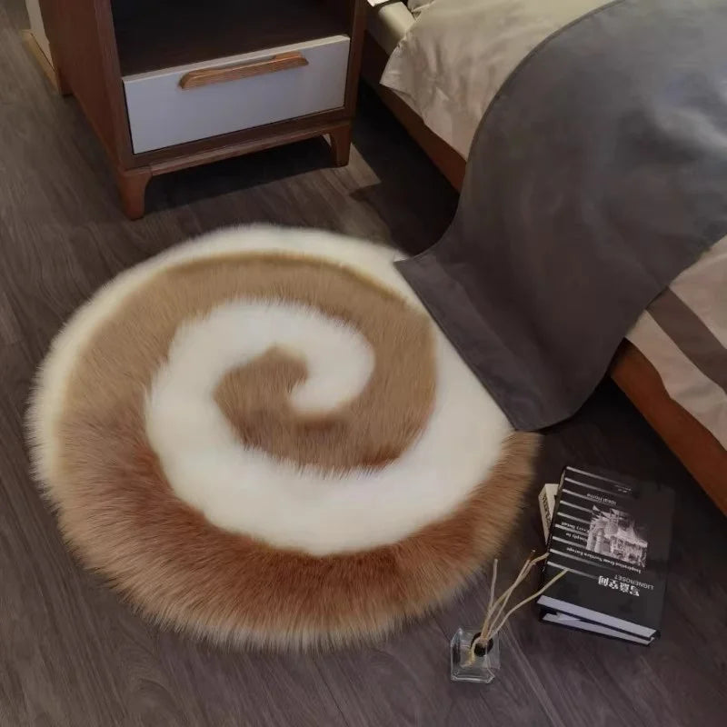 Hemasa Lollipop Style Long Plush Round Rugs, Carpet for Bedroom, Room, Home Decor, Sofa Floor Mat, Fluffy Bedside Area