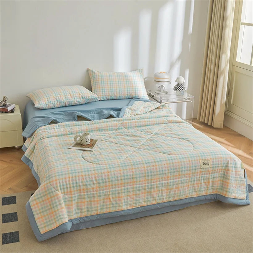 Tejesa Summer 100% Cotton Thin Quilt Comforter Soft Air Conditioning Quilt/Duvet/Blanket Lightweight Bed Cover Soft Bedding