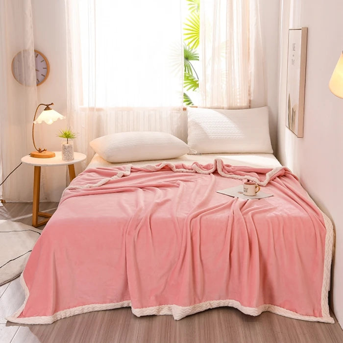Solid Flannel Blankets for Beds Soft Warm Fluffy Faux Fur Mink Throw Solid Color Sofa Cover Bedspread Lightweight Blanket