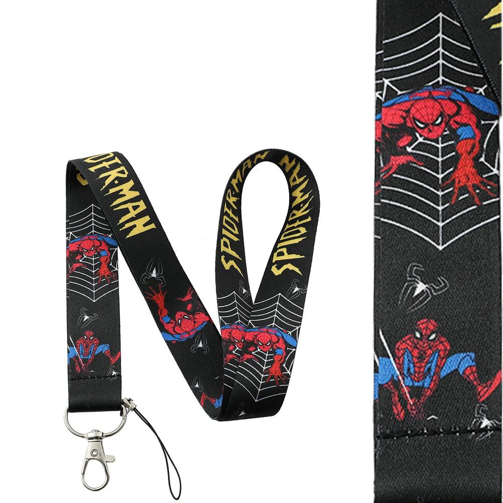 Disney Marvel Spiderman Neck Phone Strap Lanyard Keychain for Wallet Charm Cartoon Lariat Student Chain Anti-lost Decoration