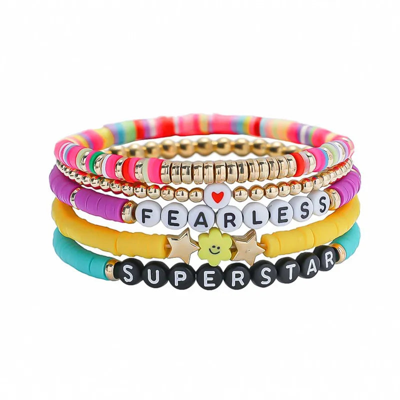 Hemasa 5pcs/set Bohemian Seed Bead Charm Bracelet Set for Women