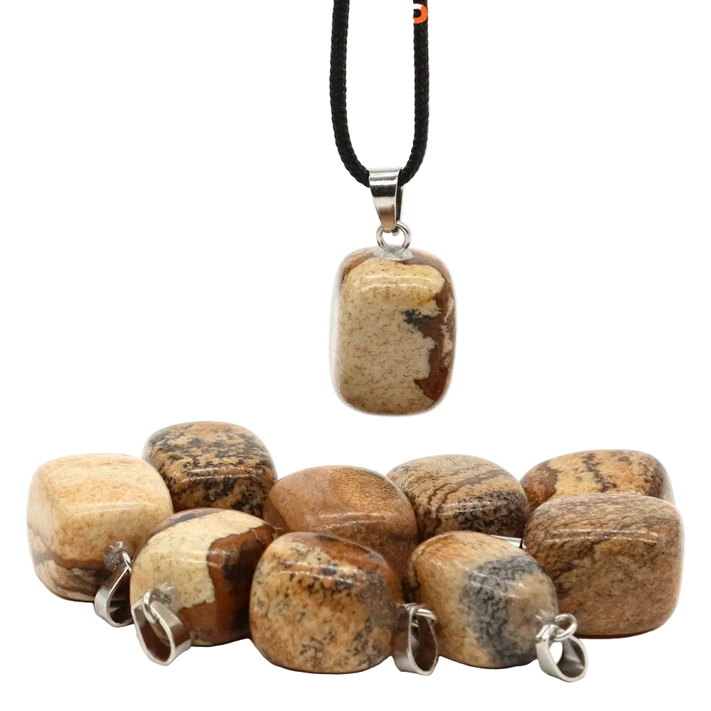 Natural Healing Irregular Tumble Stone Necklace Reiki Mineral Rose Quartz Tiger Eye Pendants for Women Men Jewelry Making Gifts