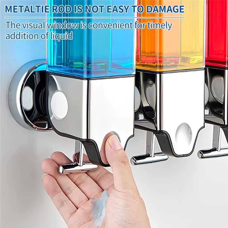 Hemasa 3In1 Chamber Wall Mounted Bathroom Shower Pump Dispenser And Organizer,Holds Shampoo, Shower Gel, For Bathroom Hotel