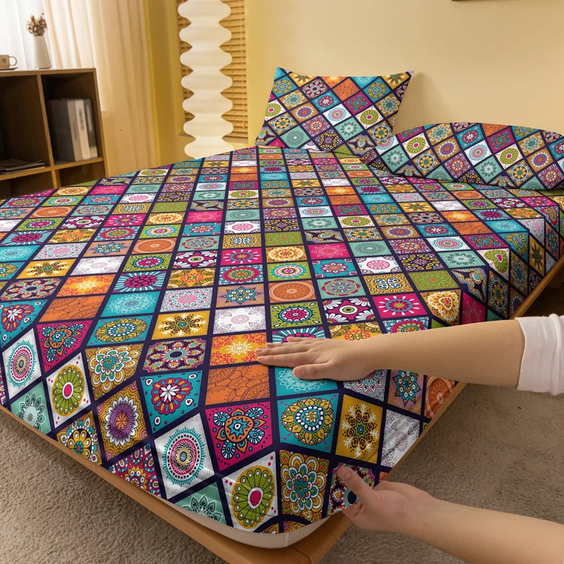 Tejesa Bohemian patterned frosted bedsheet, bedroom printed bedspread, bedding (excluding pillowcases)