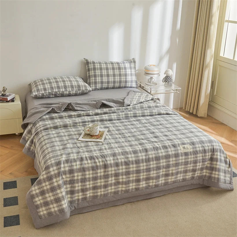 Tejesa Summer 100% Cotton Thin Quilt Comforter Soft Air Conditioning Quilt/Duvet/Blanket Lightweight Bed Cover Soft Bedding