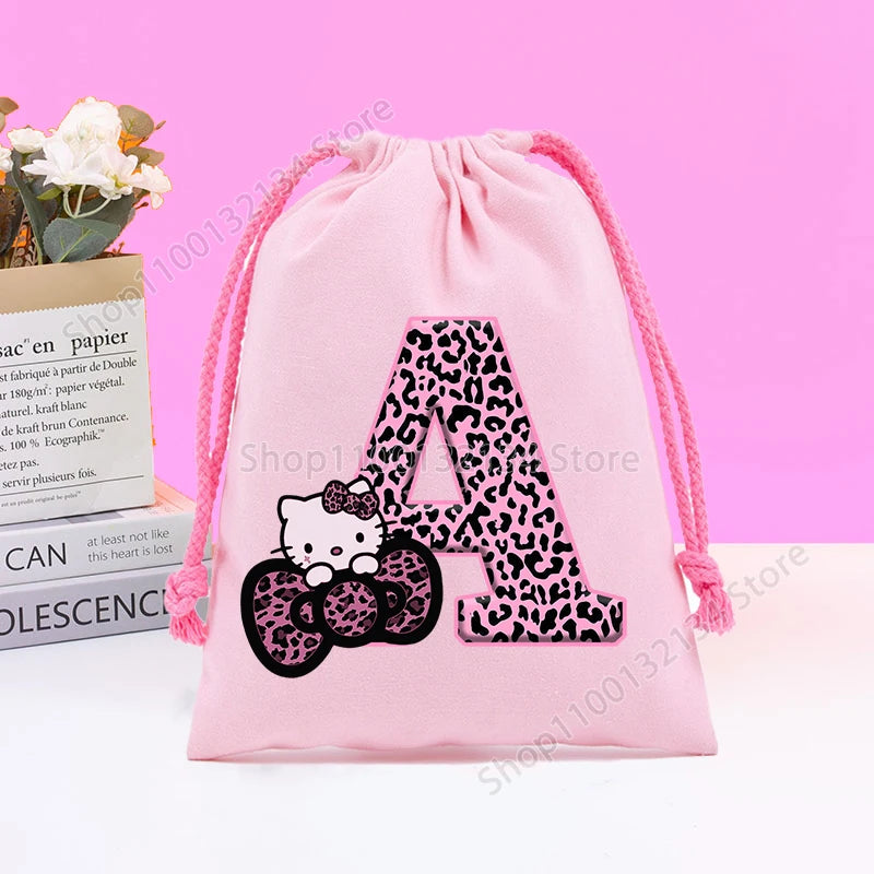 Sanrio Hello Kitty Drawstring Bagfor  Kids /Anime Letter Printed Bags Cookies Candy Storage Bag Wedding Jewelry Gift Bag