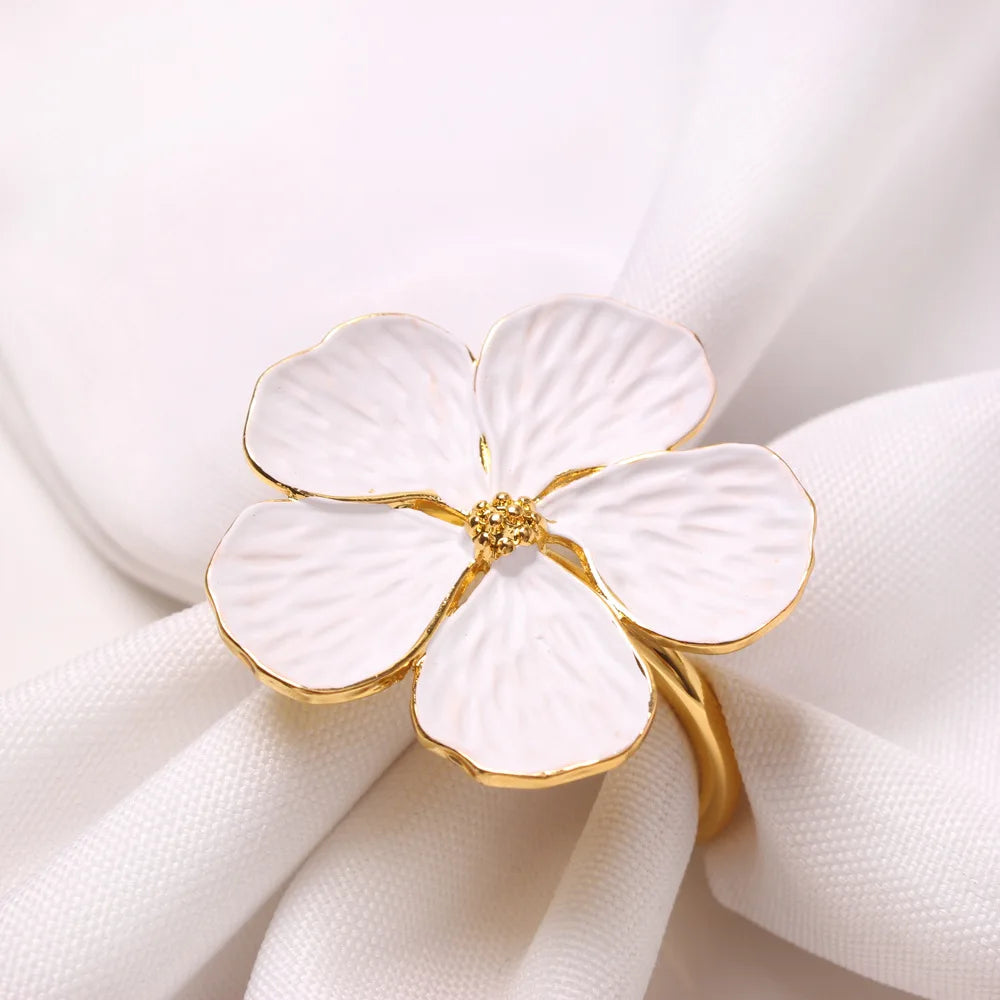 2/4/6/8pcs Simple Plum Napkin Buckle 5 Petals Lucky Flower Napkin Ring for Wedding Christmas Hotel Home Table Decor