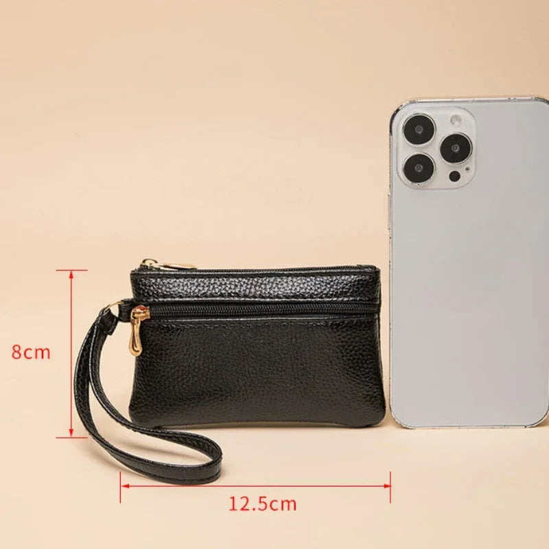 Hemasa Double Zipper Coin Purse Pu Leather Coin Pouch Id Credit Card Holder and Earphone Key Storage Bag Mini Purse Wallet Cute Purse