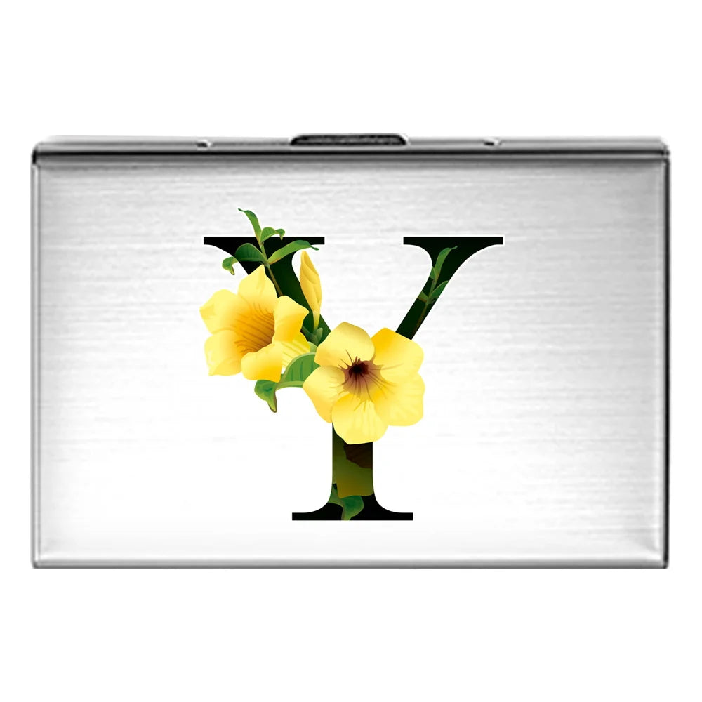 Card Holder RFID Blocking Aluminum Metal Slim Wallet Anti-scan Credit Card Holder Thin Case Small Wallet Flower Color Series