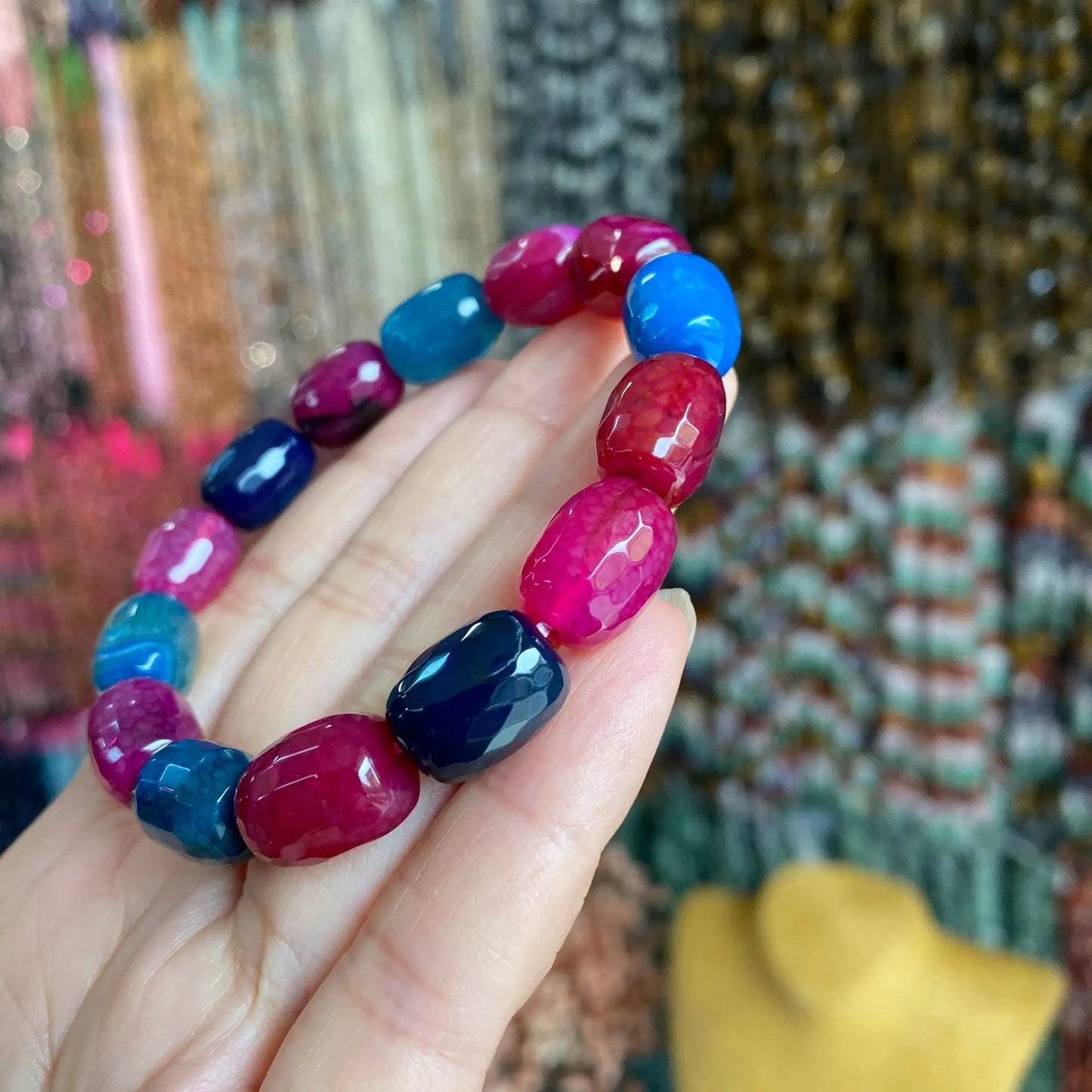 Hemasa Natural Stone 10*14MM Tourmaline Agate  Beads Bracelets For Women