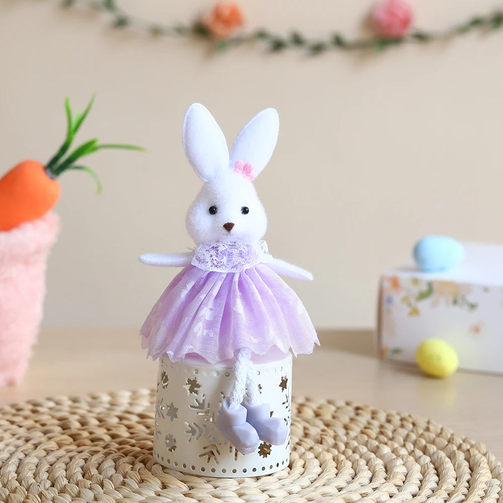 Hemasa Easter Bunny Hanging Ornaments Pastel Purple Green Blue Yellow Skirt Rabbit Doll Figurine Kids Gifts Spring Easter Decorations