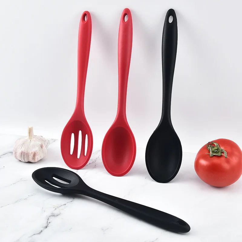 Hemasa 5PCs  Silicone Soup Ladle Colander Kitchen Salad Mixing Spoon Children Tablespoons Rice Porridge Scoops