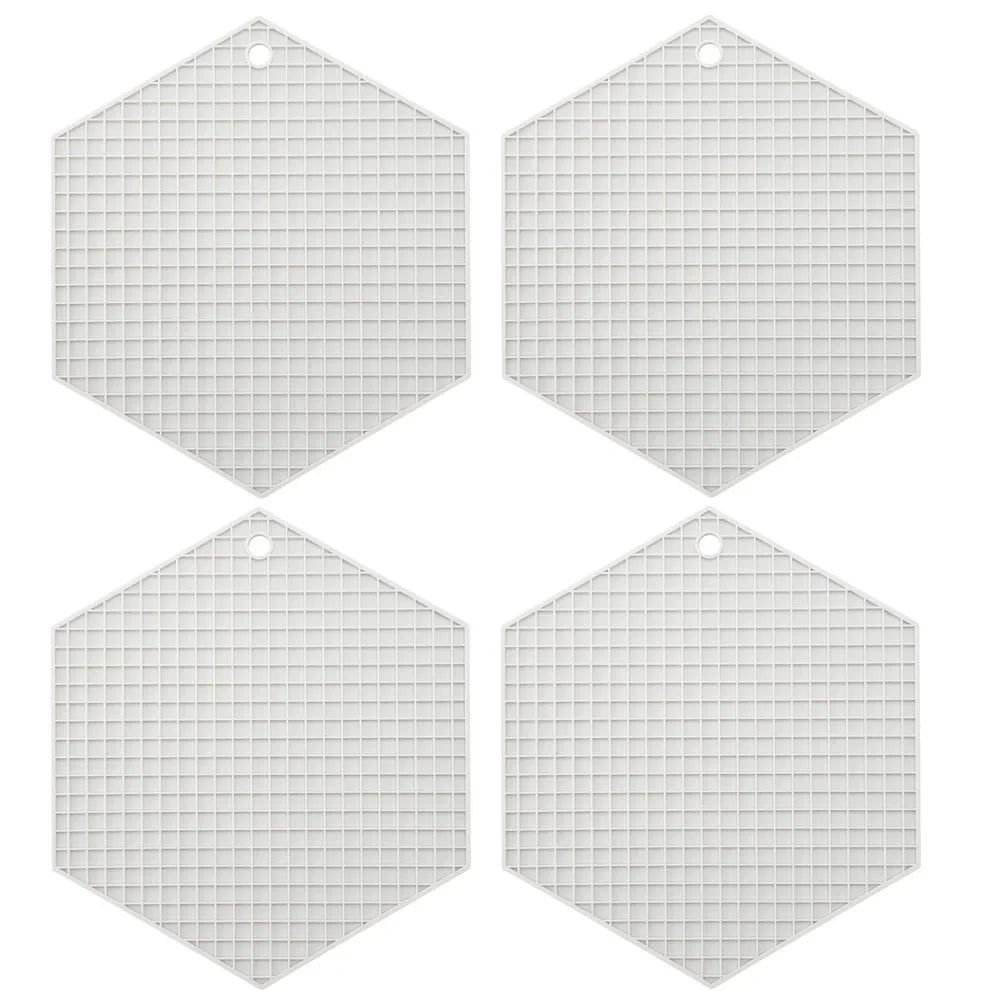 Hemasa 4Pcs Heat Resistant Silicone Mat Drink Cup Coasters / Insulation Non Slip Pot Holders