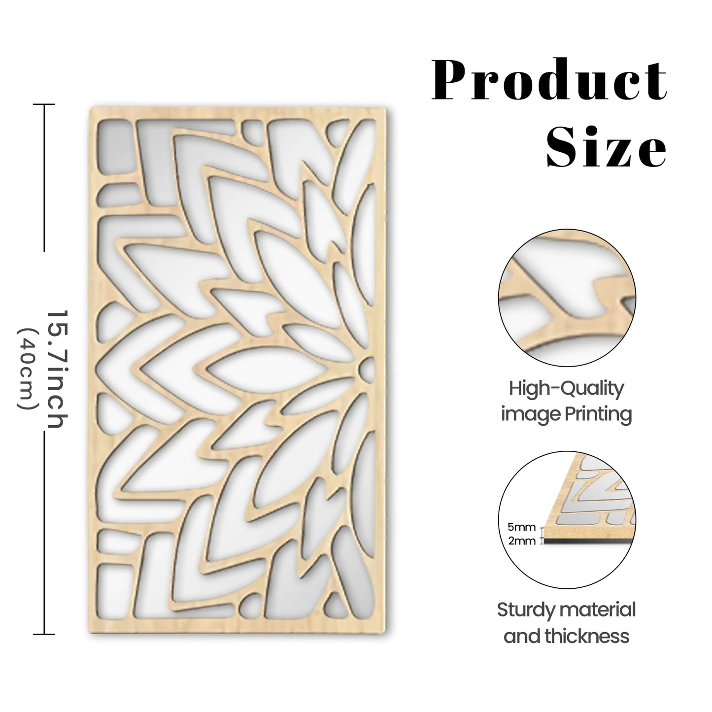 Hemasa 3Pcs 2D 16in Wooden Acrylic Double-Layer Wall Mirror Hollow Leaf Design Refined Lifestyle Artistic Home Decorative Mirror